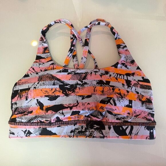 Lululemon Multicolor Print Athletica Energy Strappy Sports Bra Size 4 - Picture 1 of 5